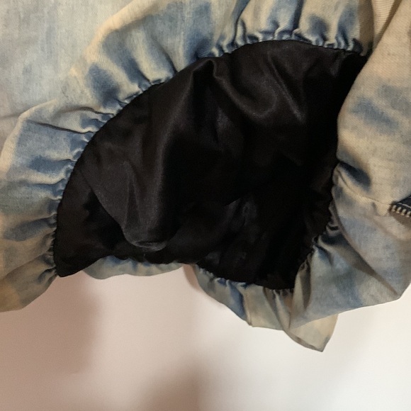 Vintage Late 80s Early 90s Guess Strapless Acid Wash Denim Bubble Mini Dress - Picture 6 of 9